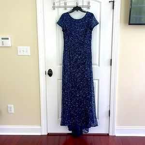 Adrianna Papell Sequined Cap Sleeve Gown